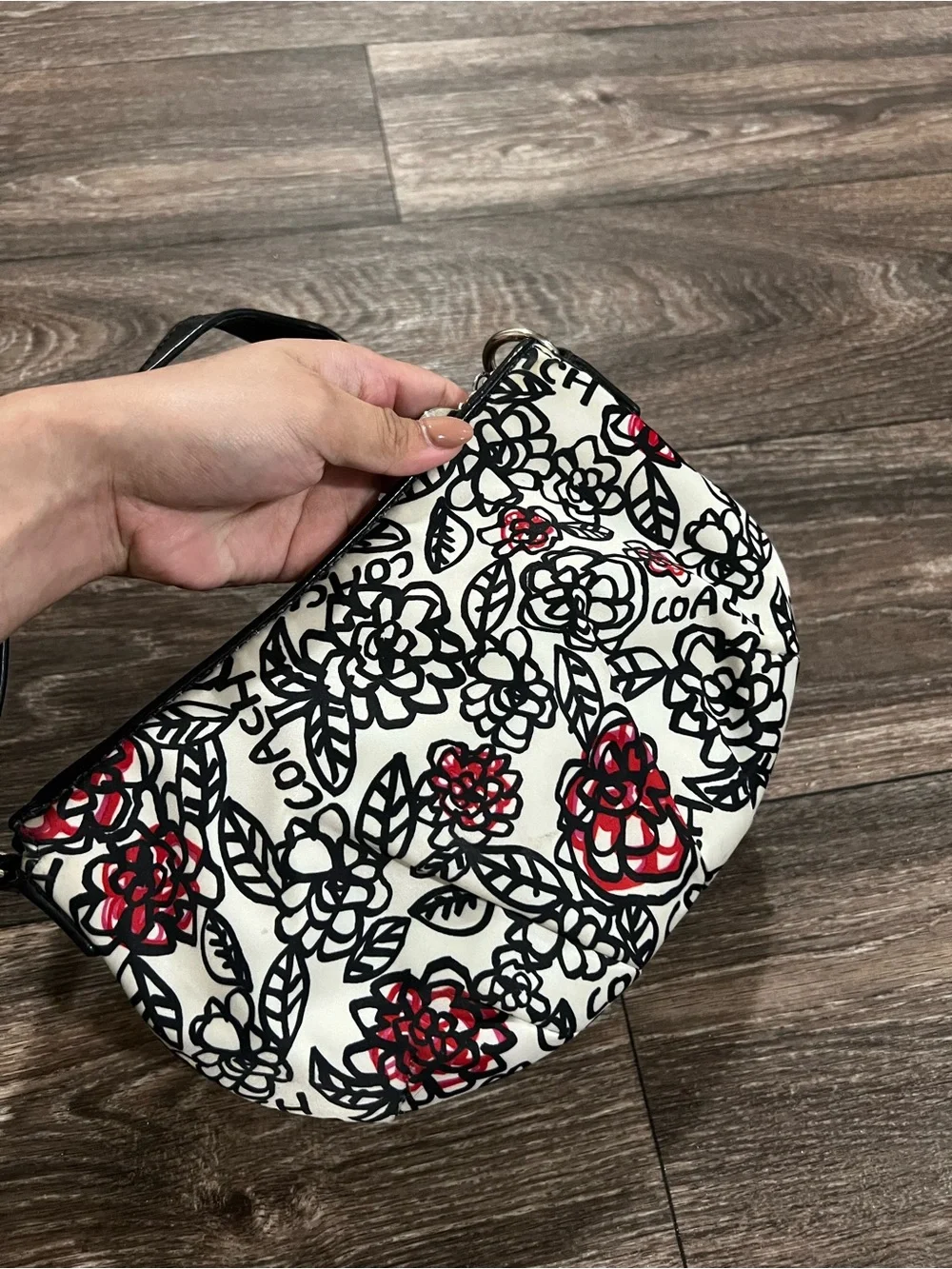 Coach Poppy Floral Graffiti Print Satin Shoulder Bag
